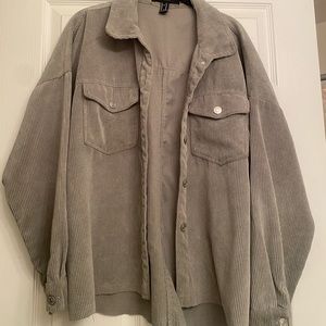 Green corduroy button up jacket.